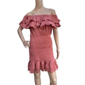 DO+BE NWT Coral Off The Shoulder Smocked Mini Dress L